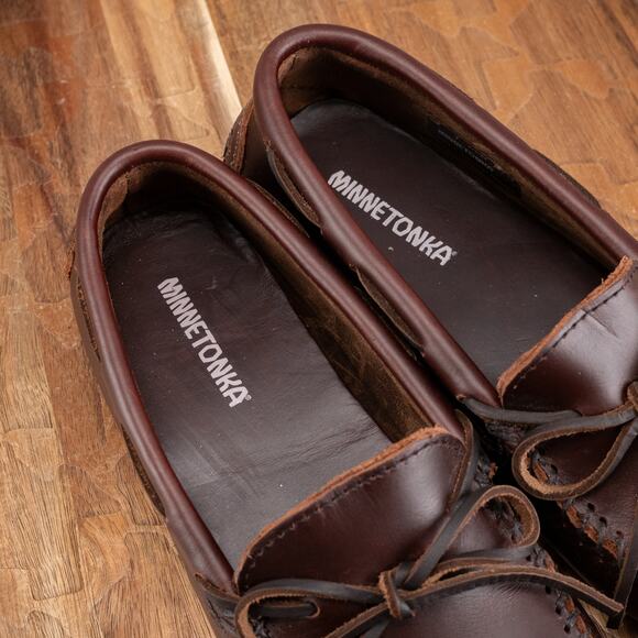 Minnetonka Moccasin Classic Driver Driving Moc Women Size 7 Brown Leather - Picture 6 of 9